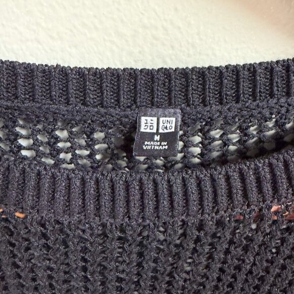UNIQLO Womens Open Knit Goth Grunge Sweater Size M Sheer Layering Linen Blend - Picture 4 of 10
